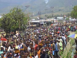 The rally in Wamena, West Papua, where Opinus Tabuni was shot and killed